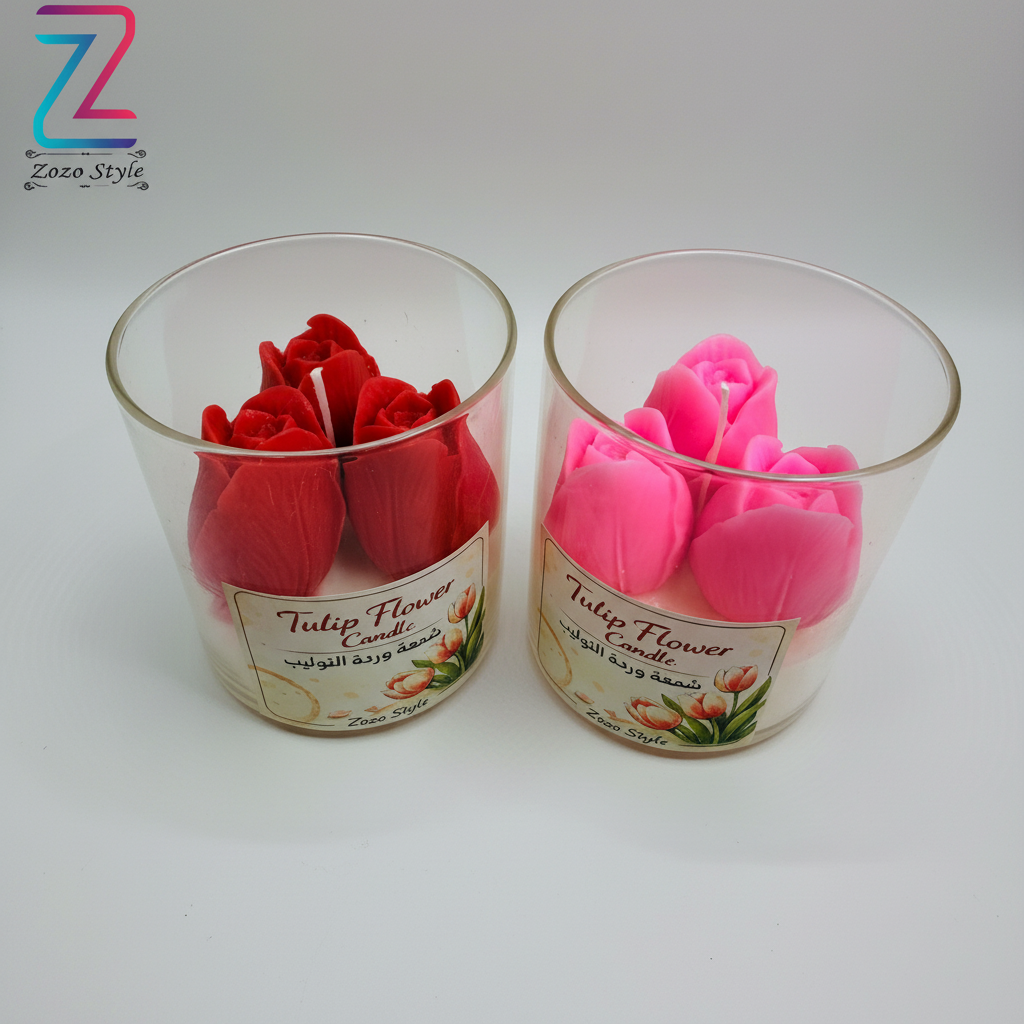 شموع وردة التوليب - لوجو شفاف