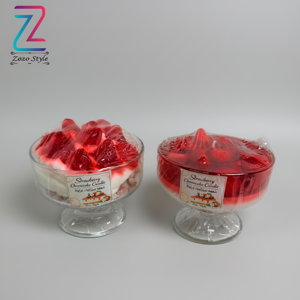 شموع تشيز كيك الفراولة - مع لوجو