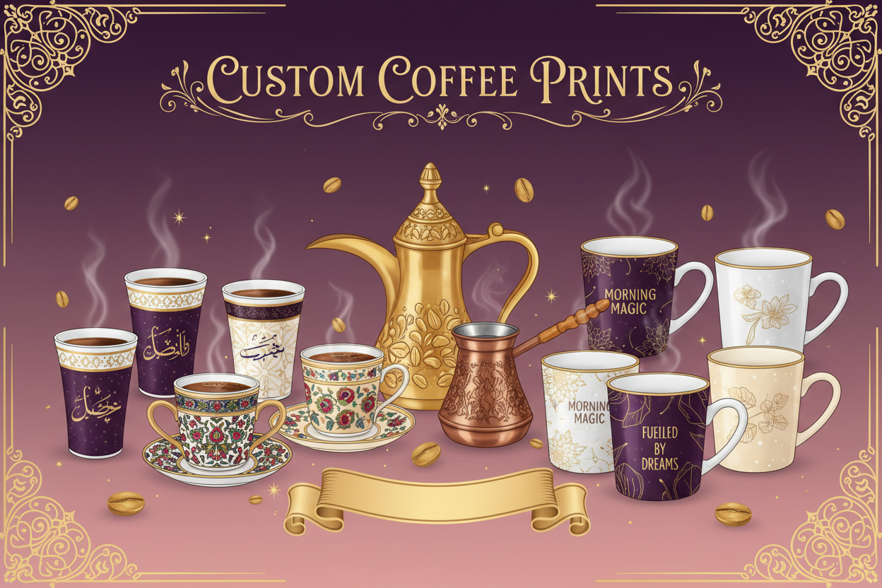 CUSTOM COFFEE PRINT فناجين و دلات قهوه و مجات