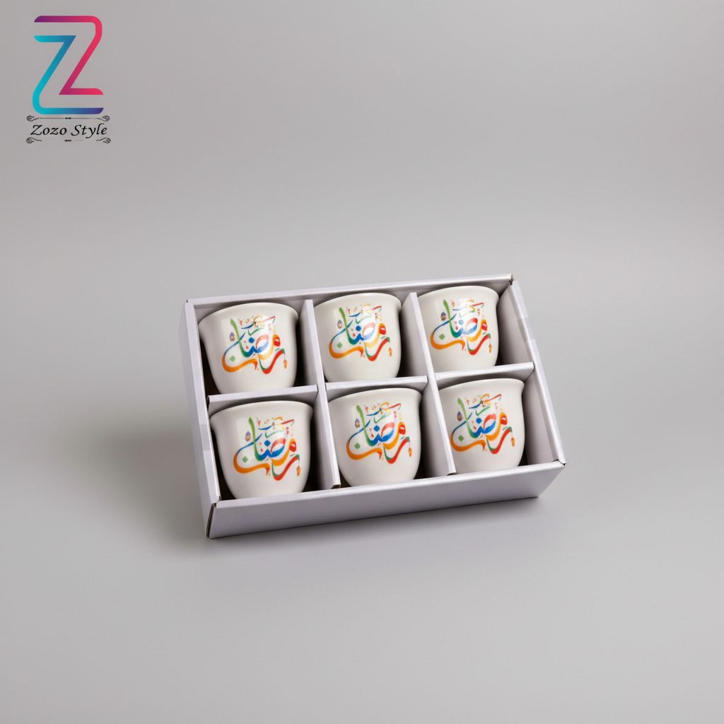 مجموعة فناجين رمضان ملونة - تصوير احترافي