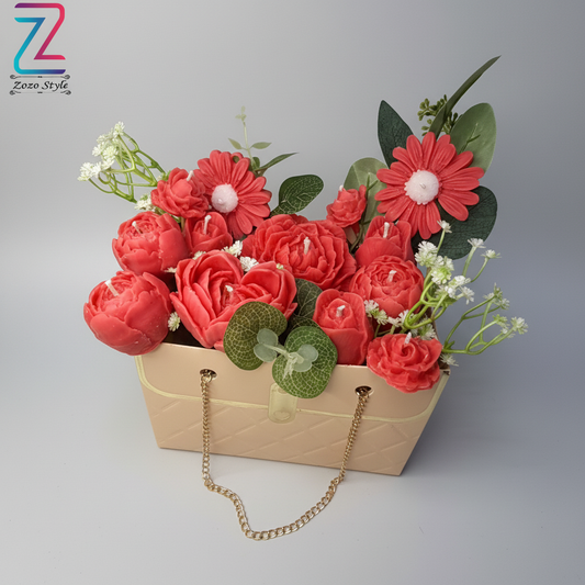 حقيبة شموع الورود المرجانية - مع لوجو