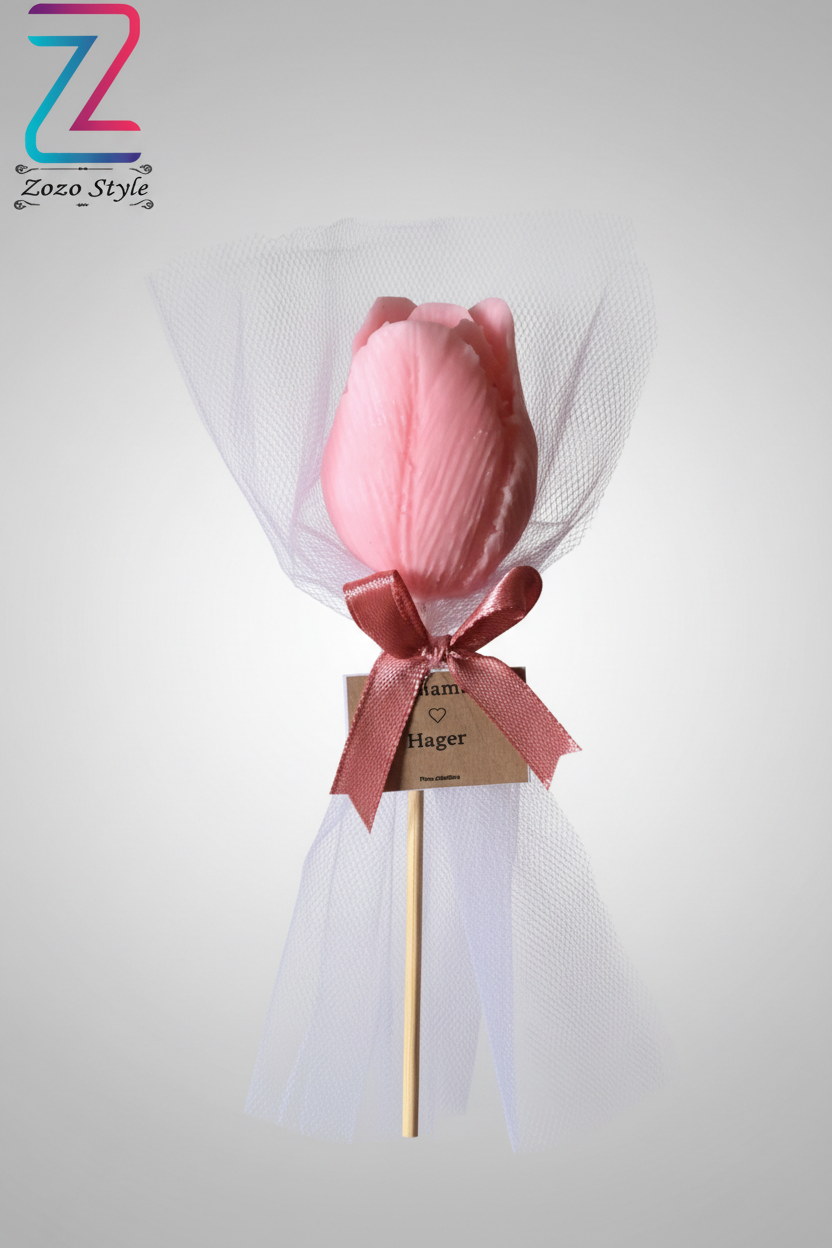 شمعة التوليب الوردية