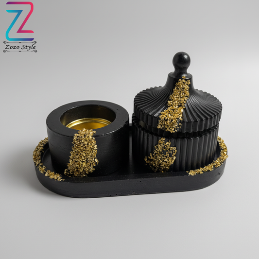 طقم الريزن الأسود مع الذهبي