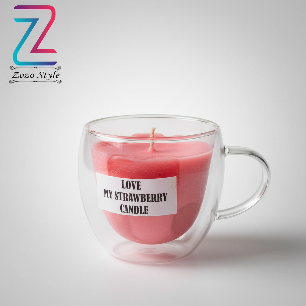 شمعة الفراولة في الكوب