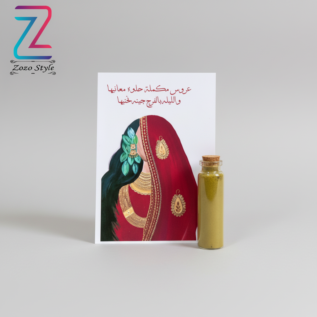 بطاقة العروس مع القارورة