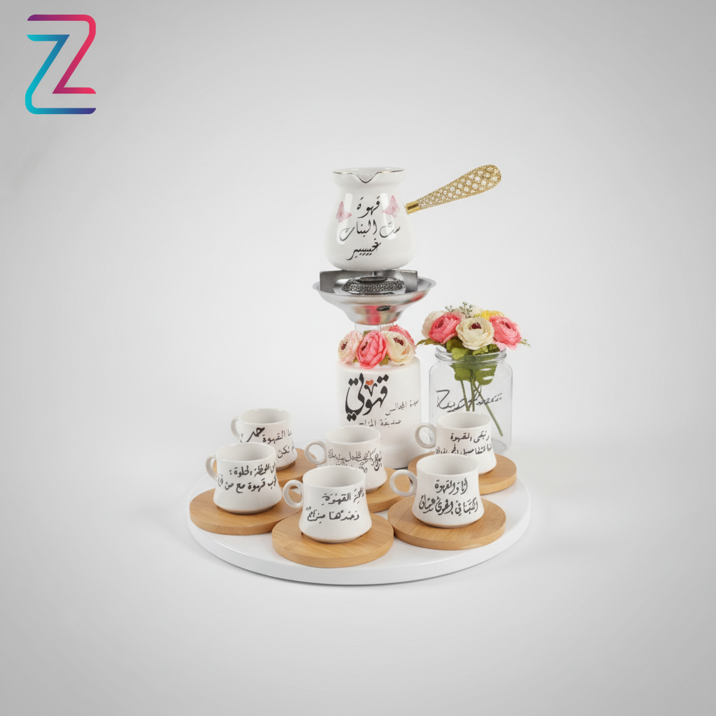 طقم القهوة مع ترتيب جديد