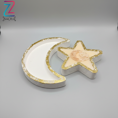 زينة القمر والنجمة بشمعة - ديكور رمضاني فاخر