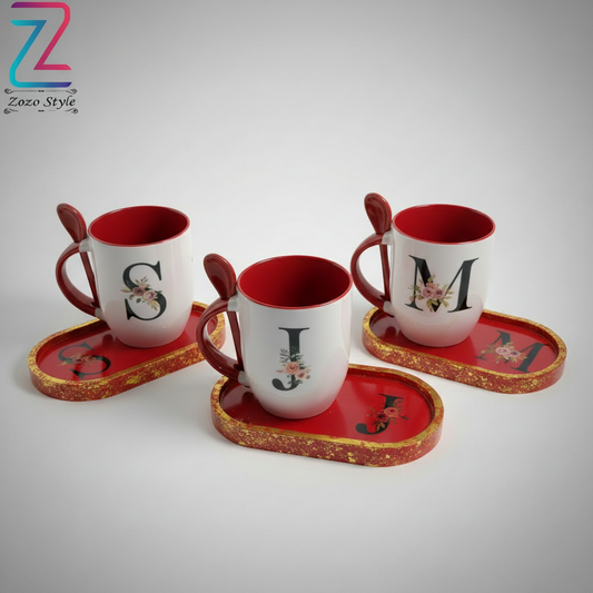 طقم أكواب مخصصة بالحروف - تصميم شخصي