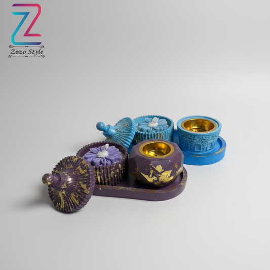 مبخرة كونكريت مع شمعة معطرة - تصميم عصري