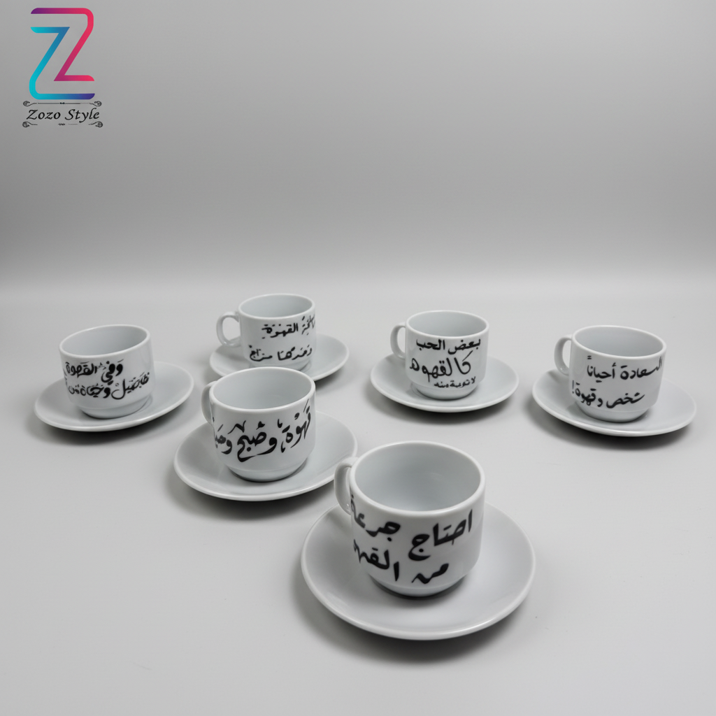 طقم فناجين قهوة قابل للتخصيص - عبارات متنوعة